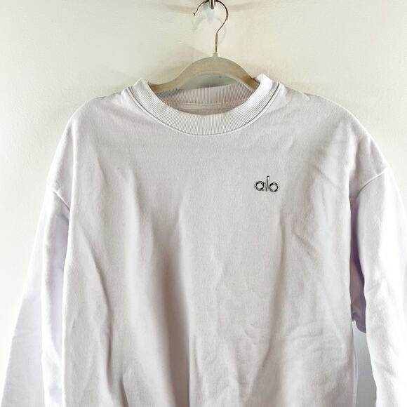 Alo Yoga Accolade Crewneck Oversized Pullover Sweatshirt White XS - Picture 6 of 7